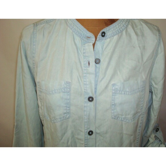 New Womens NWT PrAna Shirt Dress Light Blue Aliki Button S Soft Long 3/4 Sleeve - Picture 9 of 9